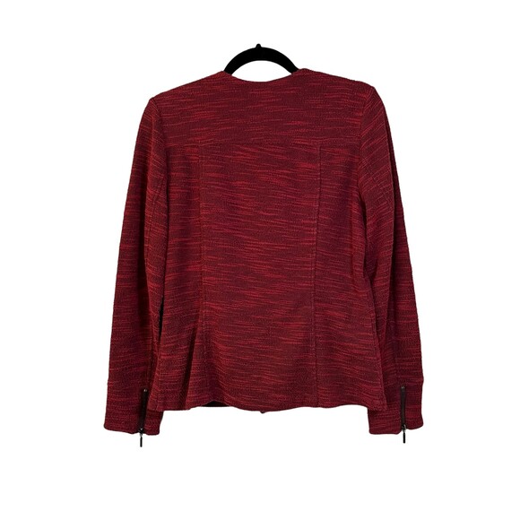 H by Halston Shiraz Burgundy Slub Knit Asymmetrical Zip Moto Jacket A270336 Sz 6 - Picture 6 of 6